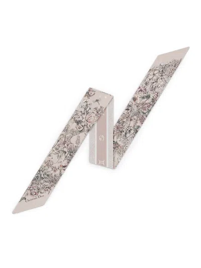 Dior Mitzah Astral Flowers In Silk Twill In Gray