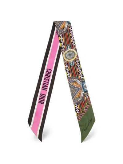 Pre-owned Dior Mitzah Butterfly-print Scarf In Green