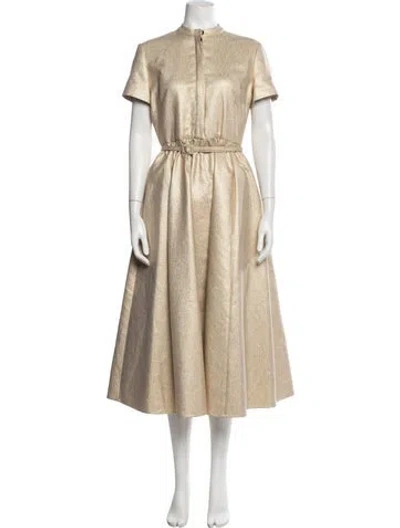 Pre-owned Dior Mock Neck Midi Length Dress In Neutrals