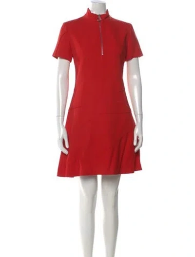 Pre-owned Dior Mock Neck Mini Dress In Red