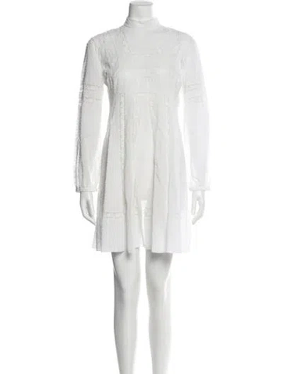 Pre-owned Dior Mock Neck Mini Dress In White