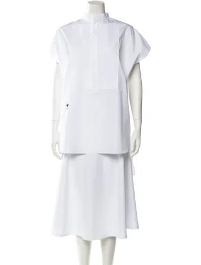 Pre-owned Dior Mock Neck Short Sleeve Tunic In White