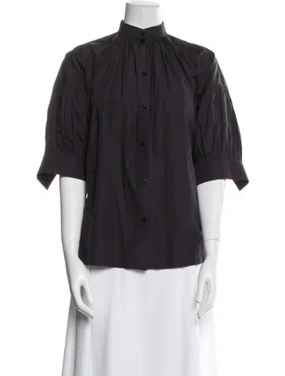 Pre-owned Dior Mock Neck Three-quarter Sleeve Button-up Top In Black