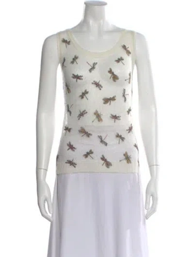 Pre-owned Dior Mohair Graphic Print Top In Neutral