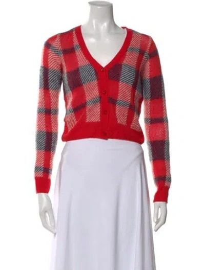 Pre-owned Dior Mohair Plaid Print Sweater In Red