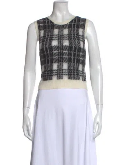 Pre-owned Dior Mohair Plaid Print Sweater In White