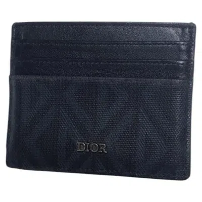 Pre-owned Dior , Monogram Canvas And Leather Card Holder In Black