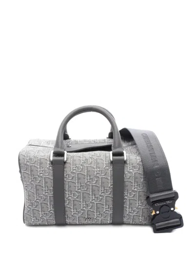 Pre-owned Dior Monogram-pattern Leather Bag In Gray