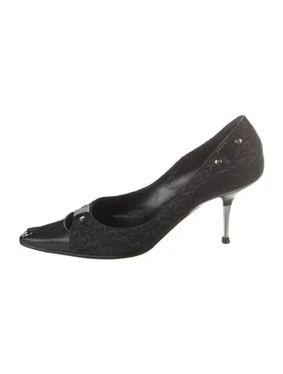 Pre-owned Dior Monogram Pattern Leather Pumps In Black