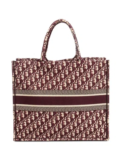 Pre-owned Dior Monogram Tote Bag In Red