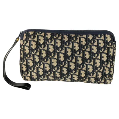 Pre-owned Dior Monogramme Oblique Mini Zip Clutch In Black