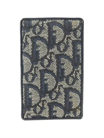 Pre-owned Dior Monogram-pattern Card Holder In Blue