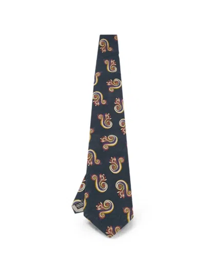 Pre-owned Dior Monsieur Printed Tie In Blue