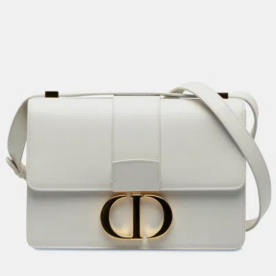 Pre-owned Dior Montaigne Flap Bag In White