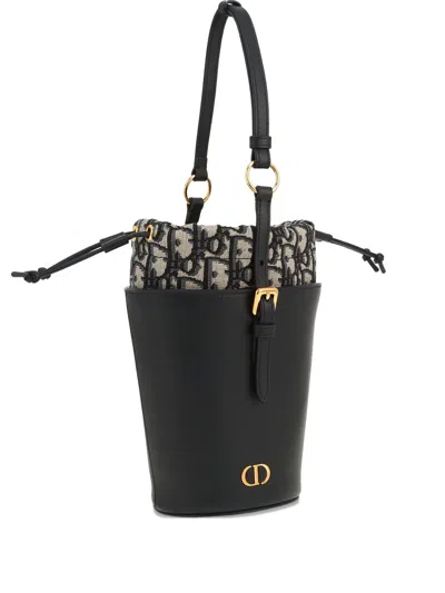 Pre-owned Dior Montaigne Pouch Monogram Bucket Bag In Black
