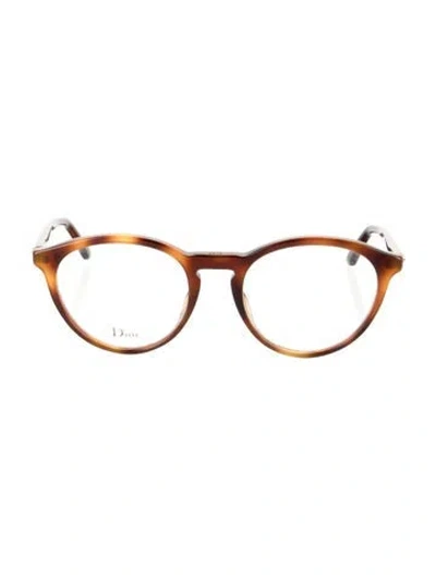 Pre-owned Dior Montaigne Round Eyeglasses In Brown