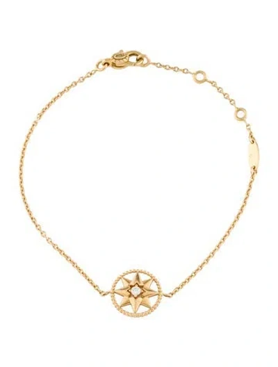 Pre-owned Dior Mother Of Pearl & Diamond Rose Des Vents Station Bracelet, 6.75" In Multicolor
