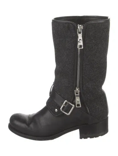 Pre-owned Dior Moto Boots In Black