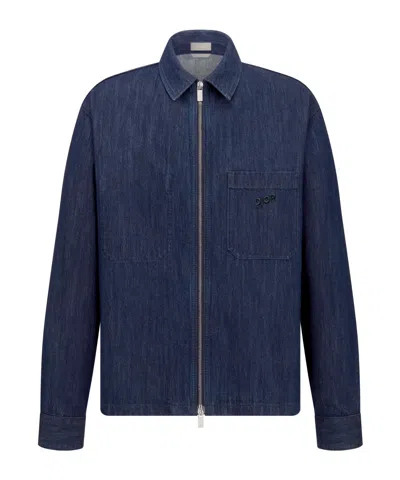Dior Mountain Zipped Overshirt In Blue