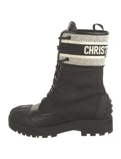 Pre-owned Dior Mt-0722 Canvas Combat Boots In Black