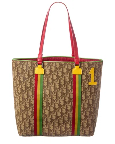 Dior Multi Trotter Canvas Rasta Tote (authentic Pre-loved) In Red