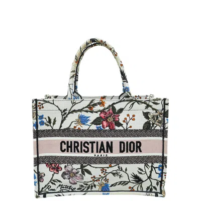 Dior Multicolor Book Tote Jardin Botanique Embroidery Medium Bag In White