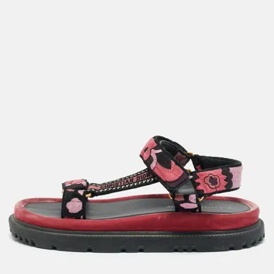 Pre-owned Dior Multicolor Brocade Fabric And Velvet D-wave Ankle Strap Sandals Size 36