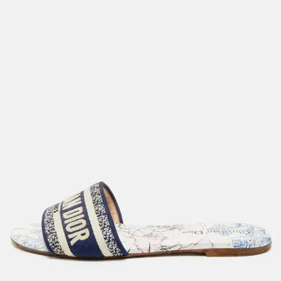 Pre-owned Dior Multicolor Canvas Dway Slide Sandals Size 39