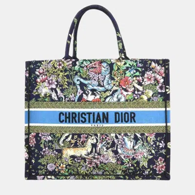 Pre-owned Dior Multicolor Canvas Embroidered Large D-constellation Book Tote Bag