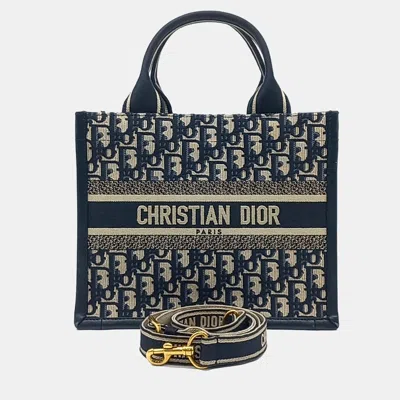 Pre-owned Dior Multicolor Canvas Oblique Book Tote Bag Small