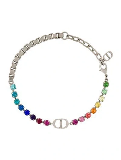 Pre-owned Dior Multicolor Crystal Link Bracelet, 8.75"