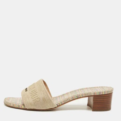 Pre-owned Dior Multicolor Embroidered Canvas Dway Slide Sandals Size 39