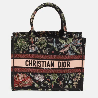Pre-owned Dior Multicolor Embroidered Canvas Medium Book Tote In Gray