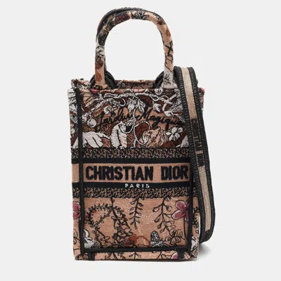 Pre-owned Dior Multicolor Embroidery Canvas Mini Toile De Jouy Book Tote Phone Bag
