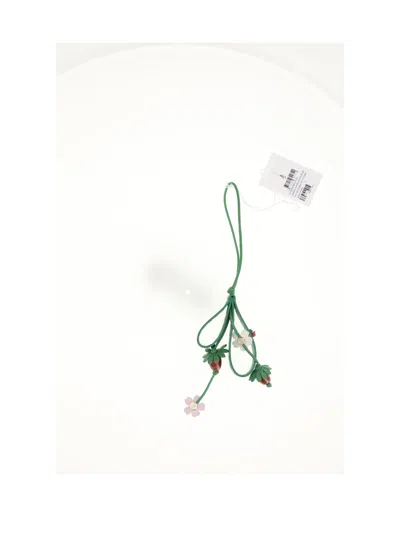 Dior Multicolor Floral Calf Leather Bag Charm In Gold