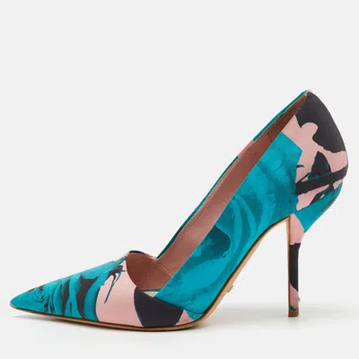 Pre-owned Dior Multicolor Floral Print Fabric Decli Defile Pointed Toe Pumps Size 36.5