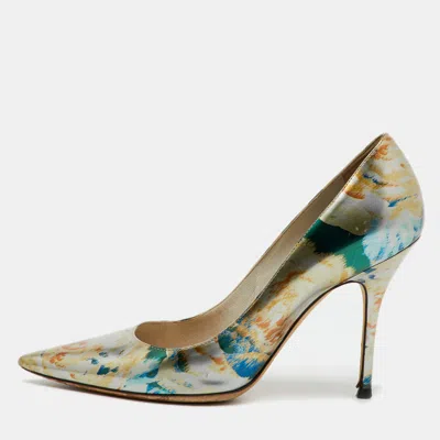 Pre-owned Dior Multicolor Floral Printed Leather Cherie Pointed Toe Pumps Size 39