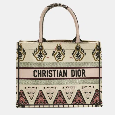 Pre-owned Dior Multicolor Geometric Embroidered Canvas Medium Book Tote