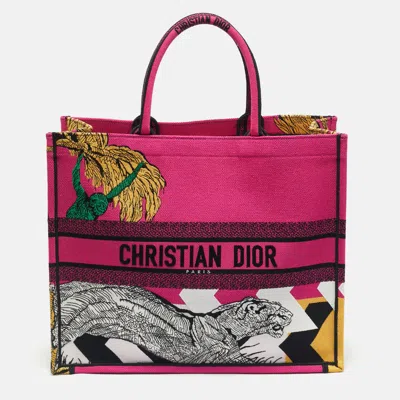 Pre-owned Dior Multicolor Jungle Pop Embroidered Canvas Large Book Tote