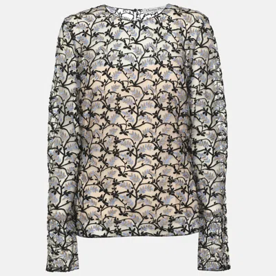 Pre-owned Dior Multicolor Lace Embroidered Blouse M