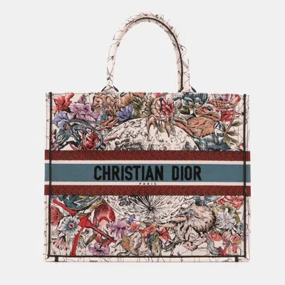 Pre-owned Dior Multicolor Large Embroidered Canvas Zodiac Book Tote