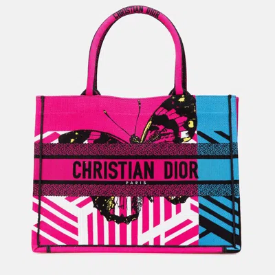 Pre-owned Dior Multicolor Medium Embroidered Canvas Butterfly D Jungle Pop Book Tote