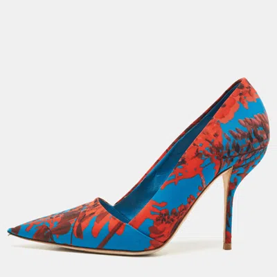 Pre-owned Dior Multicolor Printed Fabric Pointed Toe Pumps Size 40
