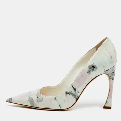 Pre-owned Dior Multicolor Printed Patent Leather Pointed Toe Pumps Size 39.5