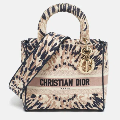 Pre-owned Dior Multicolor Tie-dye Embroidered Canvas Medium Lady D-lite Tote