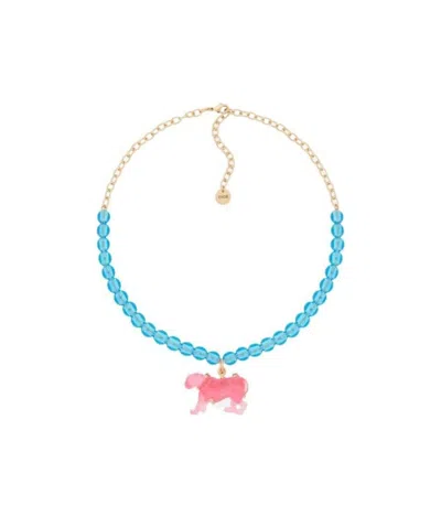 Dior Multicolored Crystal Logo Necklace In Blue