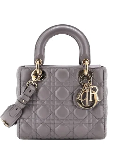 Pre-owned Dior My Abc Lady  Bag Cannage Quilt Lambskin Crossbody Bag In Gray