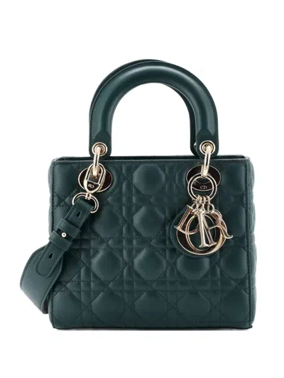 Pre-owned Dior My Abc Lady  Bag Cannage Quilt Lambskin Crossbody Bag In Green