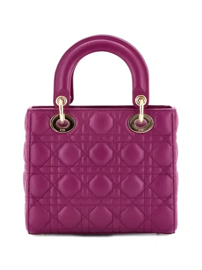 Pre-owned Dior My Abc Lady  Bag Cannage Quilt Lambskin Crossbody Bag In Purple