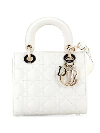 Pre-owned Dior My Abc Lady  Bag Cannage Quilt Lambskin Crossbody Bag In White